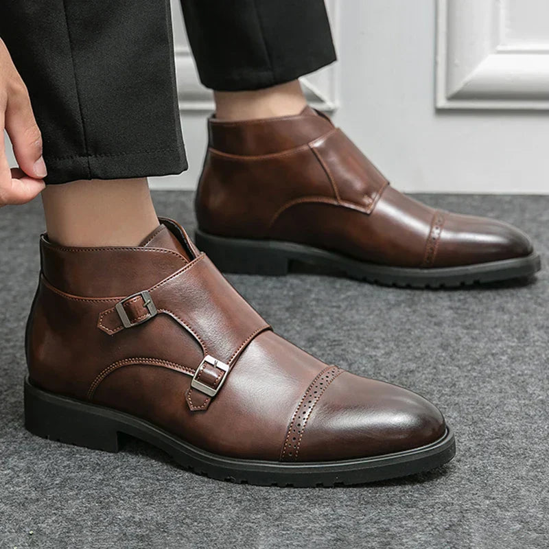 Darell | Leather double monk boot with strap