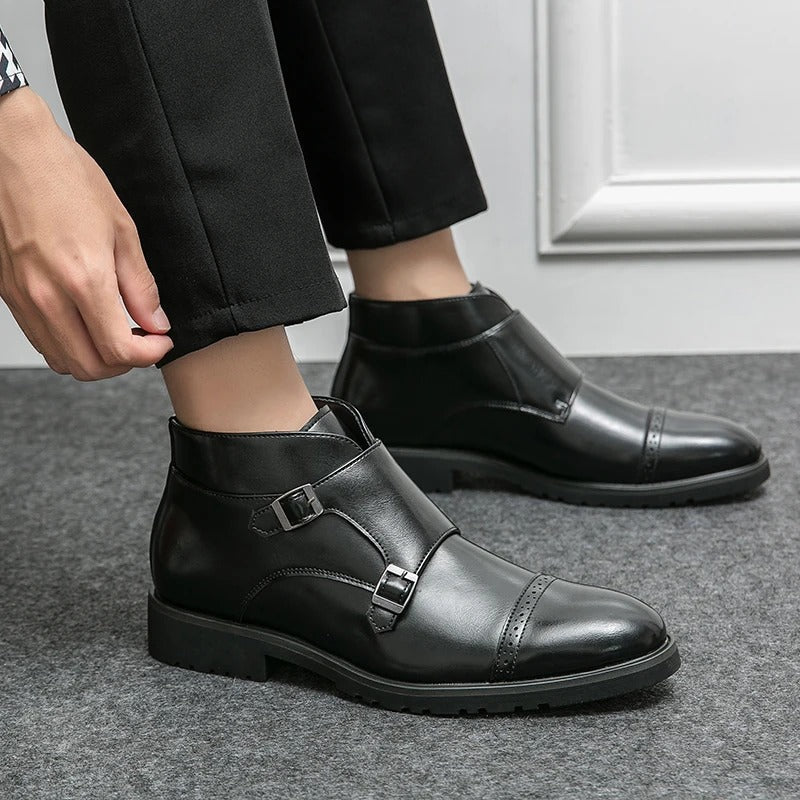 Darell | Leather double monk boot with strap