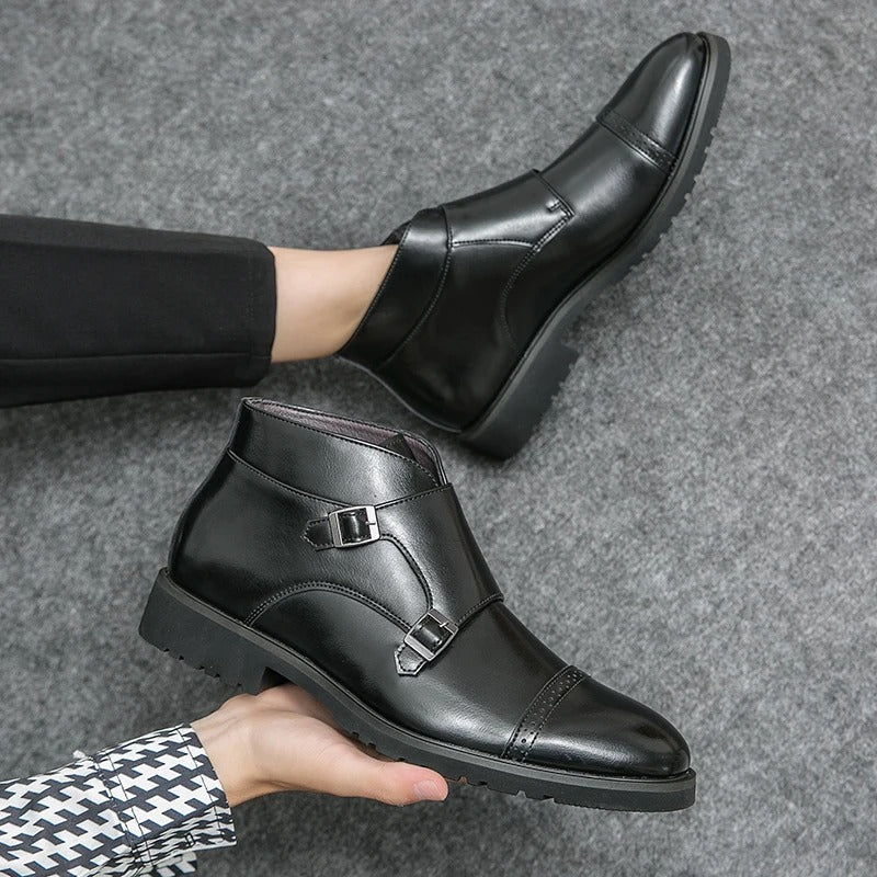 Darell | Leather double monk boot with strap